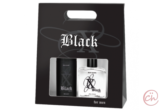 Мъжки подаръчен комплект Афтършейв + Део спрей -   X Black  - Jean Marc